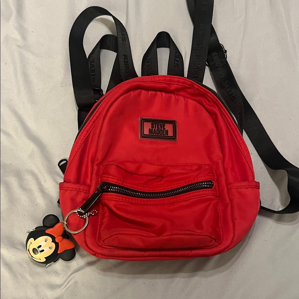 Steve Madden Vibrant Red Backpack with Black Accents